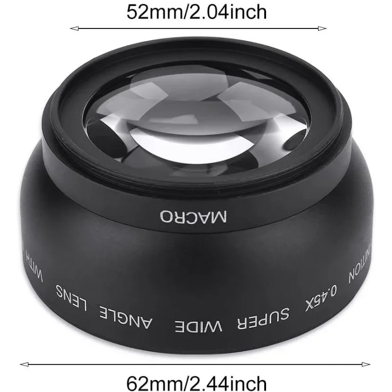 52mm 0.45X Wide Angle Universal Conversion Macro Lens for DSLRS and Digital Cameras Camera Lens Conversion Lens Wide Angle