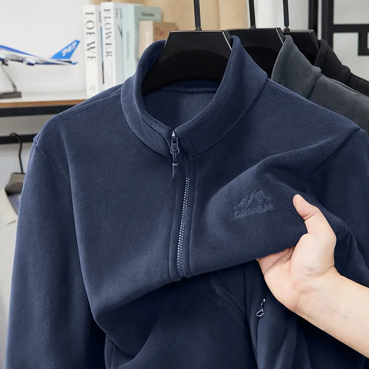 

Men's Fce Lined Thiened Zipper Cardigan Jaet Autumn Winter New Sle Busin Casual Warm Outerwear Coat for Middle-Aged