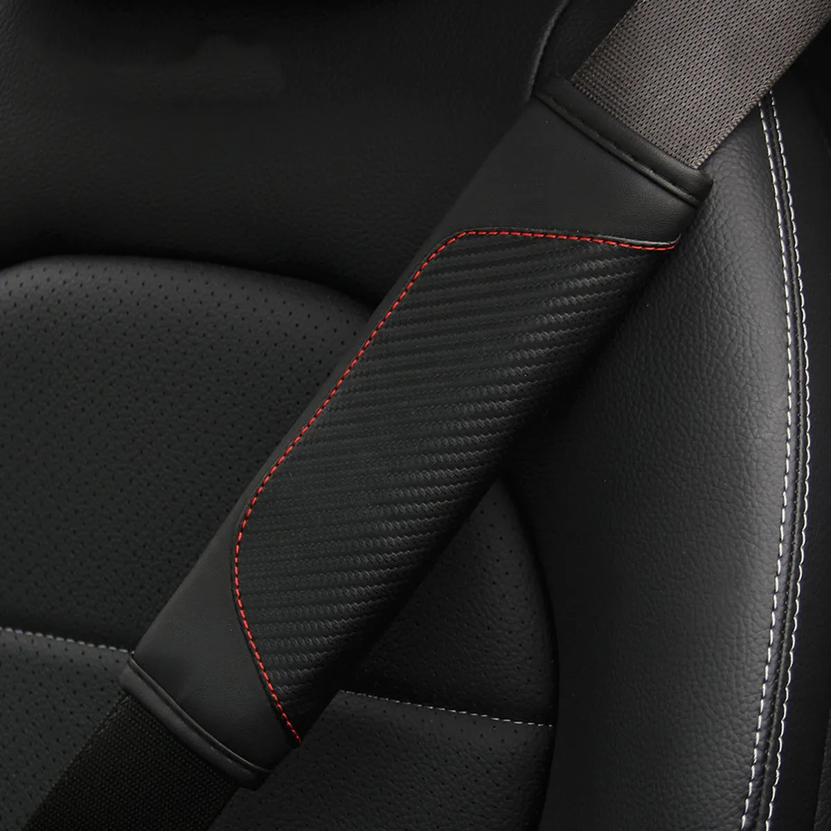 1 Set PU-Karbonfaser-Leder-Auto-Schultergurt-Dekoration für den Fahrzeuginnenraum, in verschiedenen Farben erhältlich – Detail 6