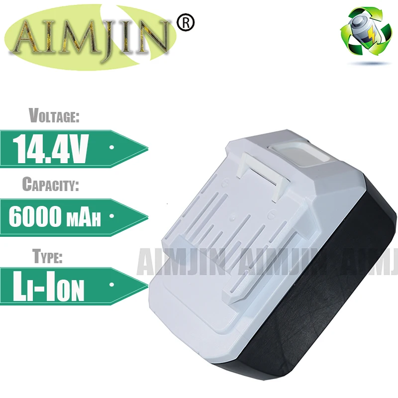 

for Makita 14.4V 6.0AH Rechargeable Li-Ion Battery For Makita Mak BL1415G BL1413G BL1460G DC18WA UH480D UH520D UM165D UR140D