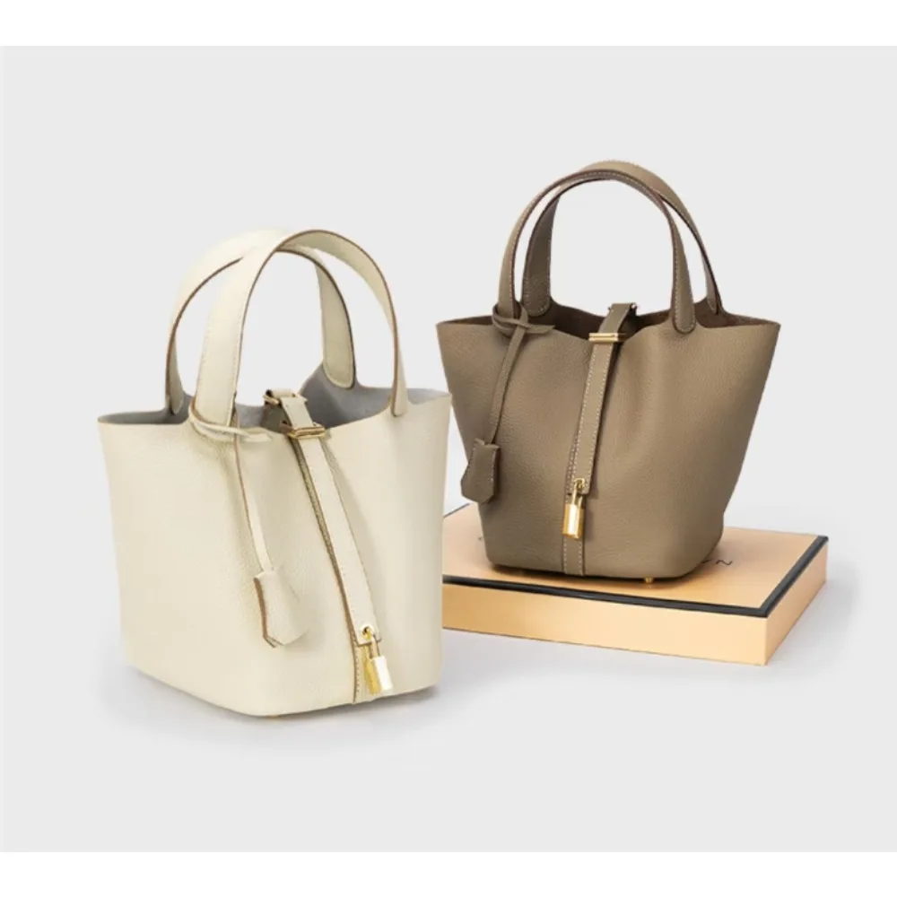 Guangzhou luggage women's bag 2025 new bag autumn and winter lychee pattern bucket bag women's bag handbag vegetable basket bag