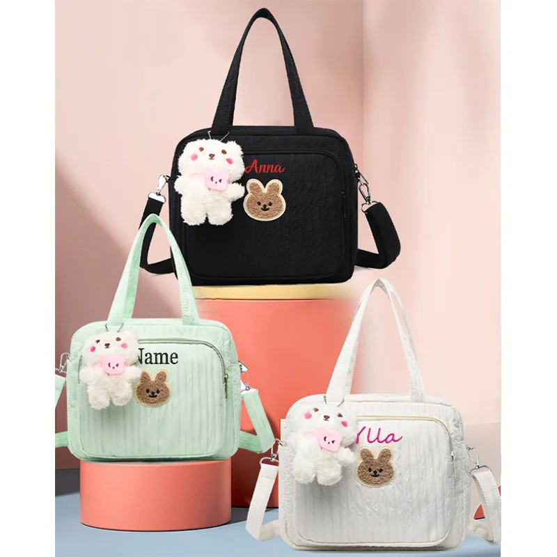 

Handheld Teddy Bear Mommy Bag, Fashionable, Casual, Personalized Mother And Baby Bag, Cute Nylon Mommy Shoulder Bag