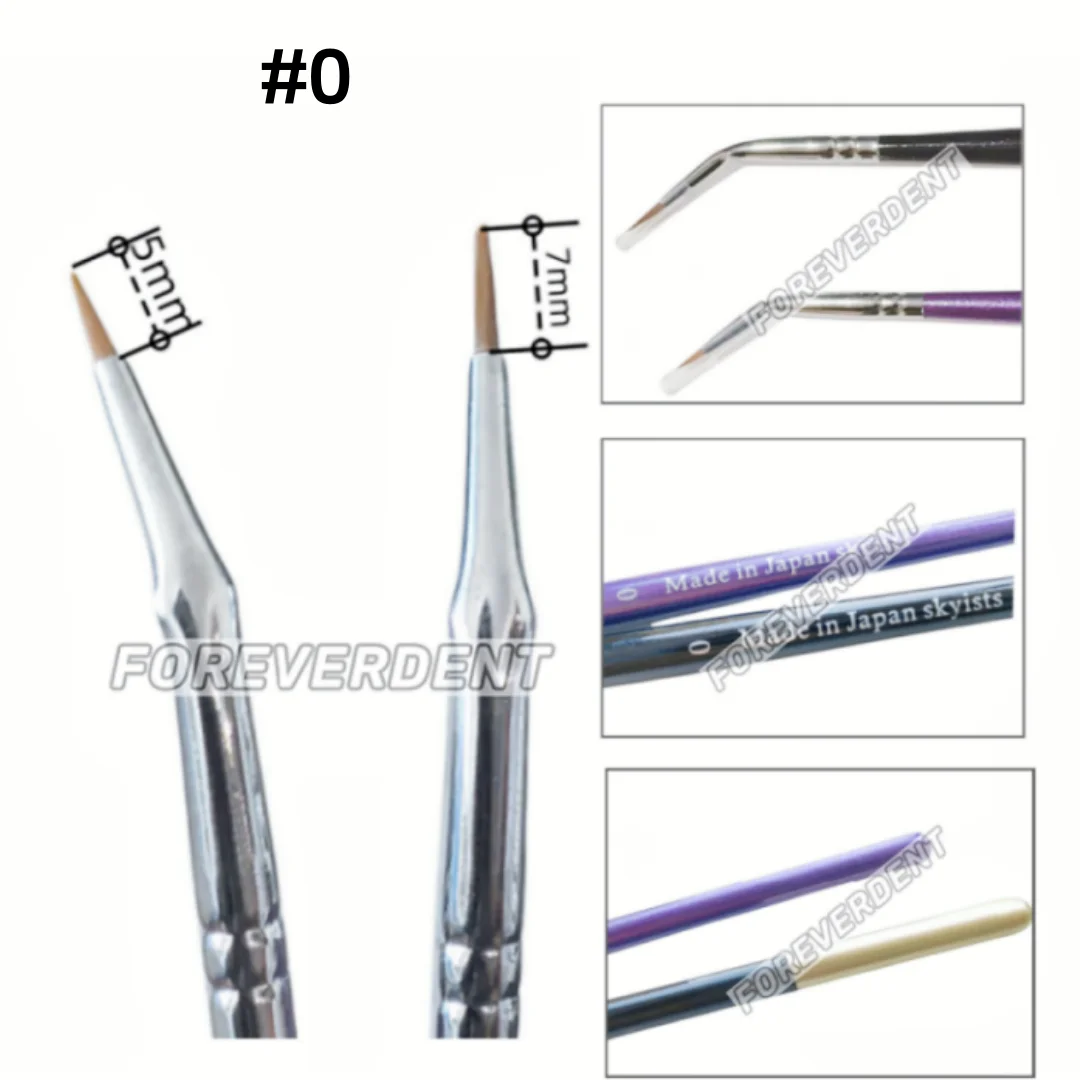 Dental  #0 Pen Curved Brush Pens Skyists Nylon Hair Brushes Denture Dentine Lab Ceramco Metal Powder 0# 2#