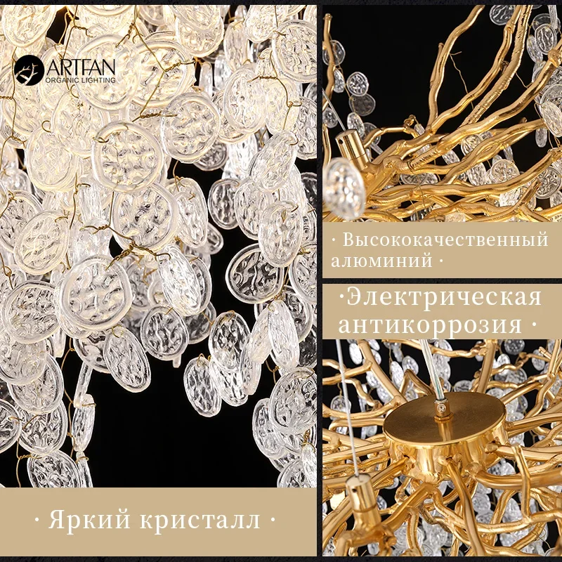 Imagem -04 - Gold Money Tree Branch Cristal Pingente de Teto Lustre Luzes Led Luminárias para Sala e Quarto Hall 2023