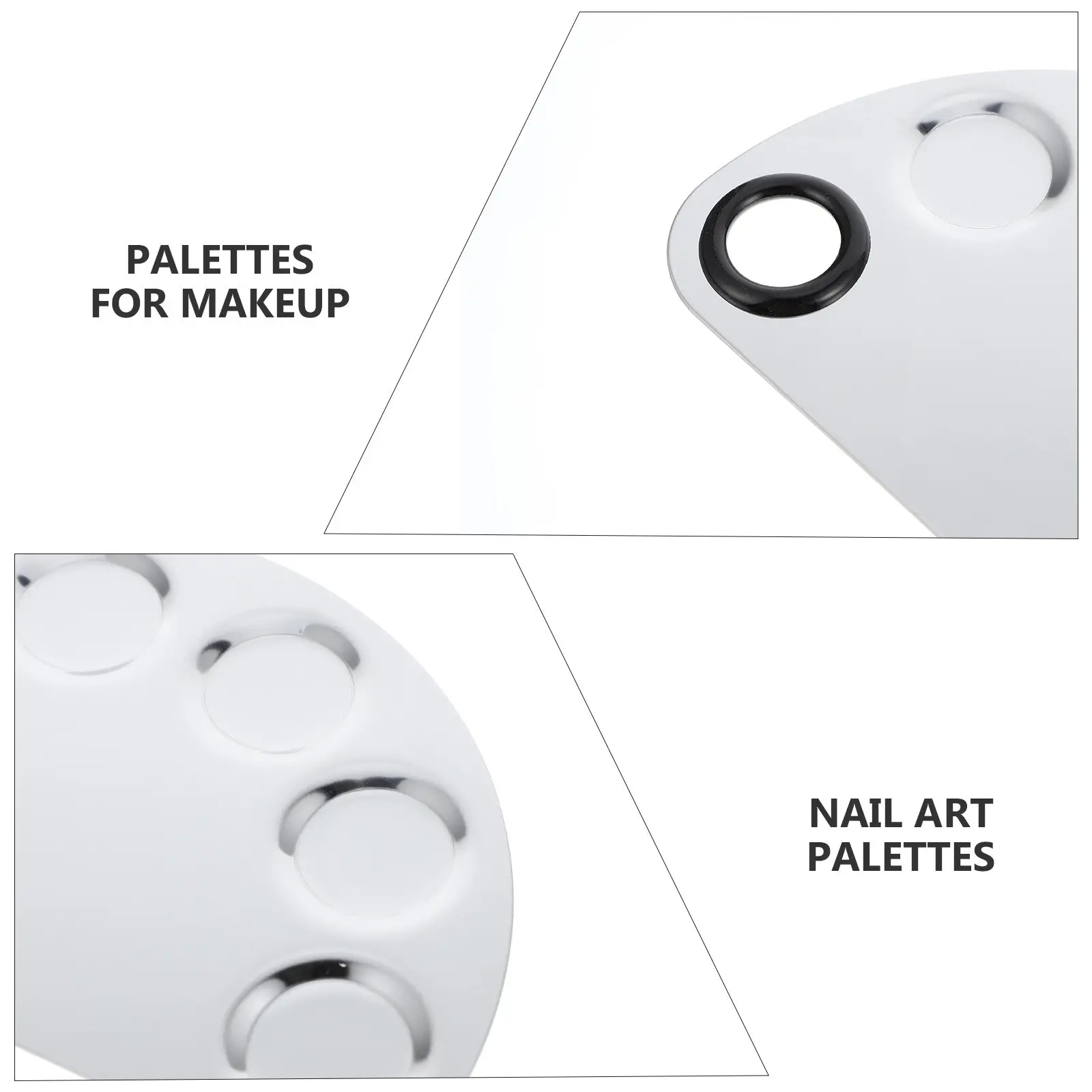 2Sets Stainless Steel Makeup Palettes Nail Art Mixing Plates Professional Tool for Salon Artist School Daily Beauty Use