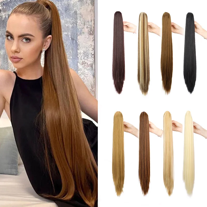 Wig ponytail for women, long straight hair realistic faux ponytail natural-looking hair extension, ponytail braid