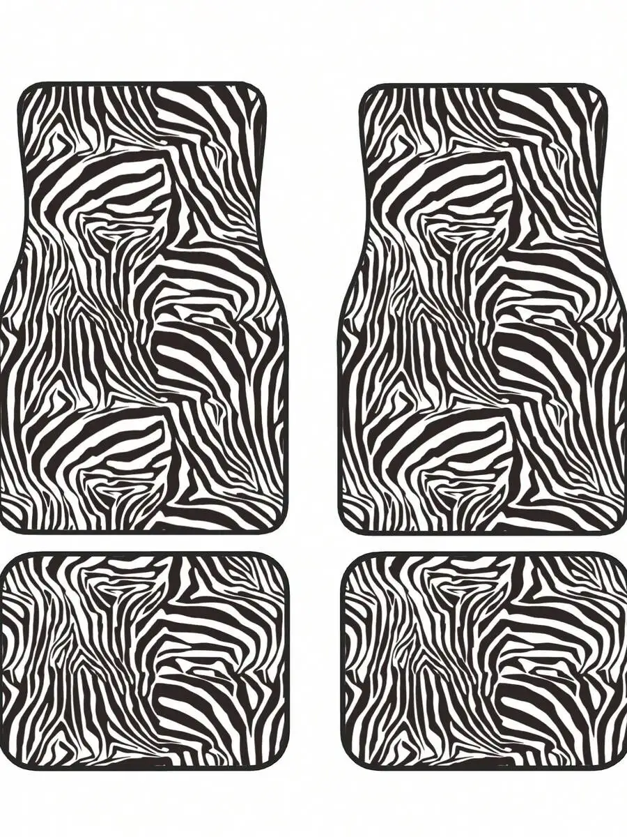 

Zebra Stripes 4-Piece Car Floor Mats For Most Vehicles – Rubber Backing,Durable & Stylish Auto Interior Accessories