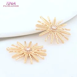 6PCS 25.5*27MM 14K Gold Color Brass Sun Charms Pendants Necklace Earrings Jewelry Making Supplies Accessories