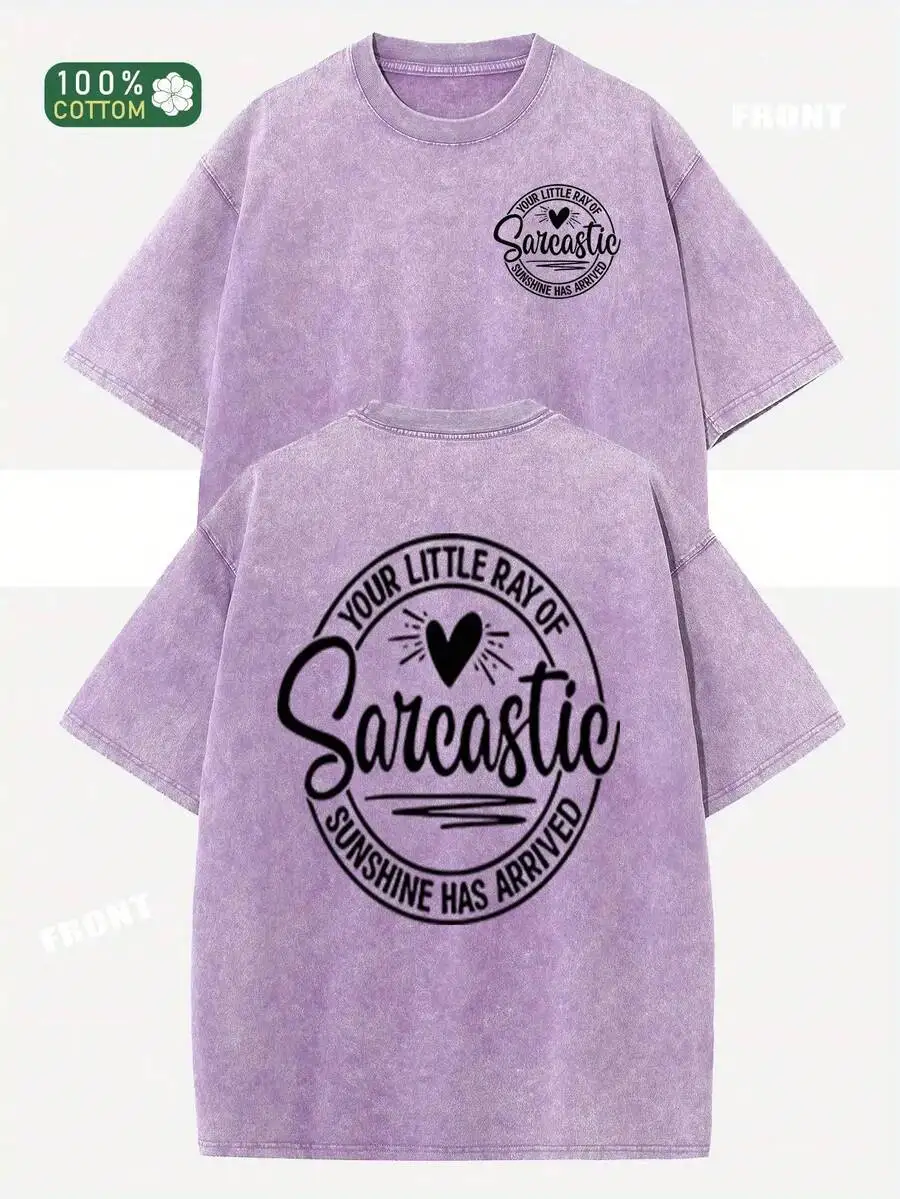 

Oversized Cotton T-Shirt With Sarcasm Print Retro Streetwear Loose Fit Short Sleeve Round Neck