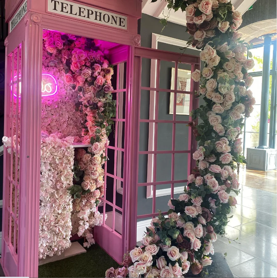 London Telephone Booth Wedding Flowers Photo Prop With Audio Guestbook White Telephone Booth