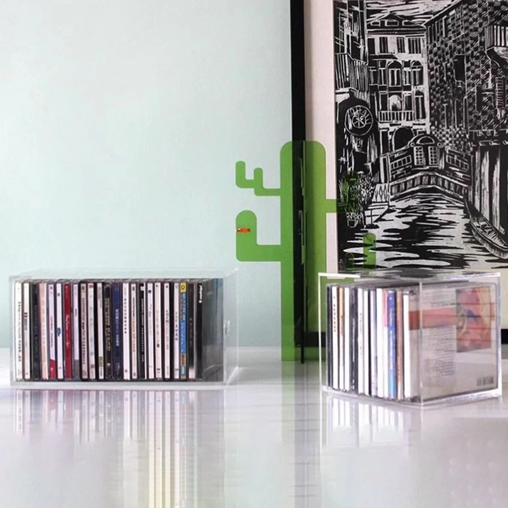 Boîte de rangement de CD en acrylique, organisateurs de CD, étui empilable pour Album de disques de jeu, boîtes d'affichage de disques, Organization de stockage transparente