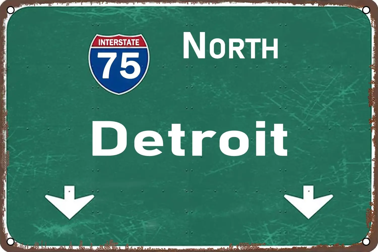 Street Signs North Detroit Interstate 75 Road Metal Tin Sign for Airport Highway Man Cave Club Bar Restaurant Wall Decor
