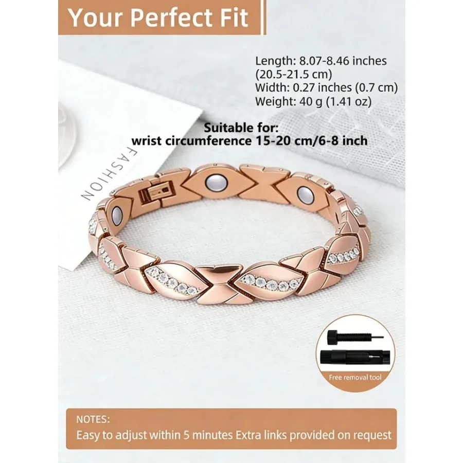 Copper Bracelet for Women, 99.99% Solid Pure Copper Megneetic Arthritis, Effective Neodymium Lympunclog, Titanium Steel Bracele