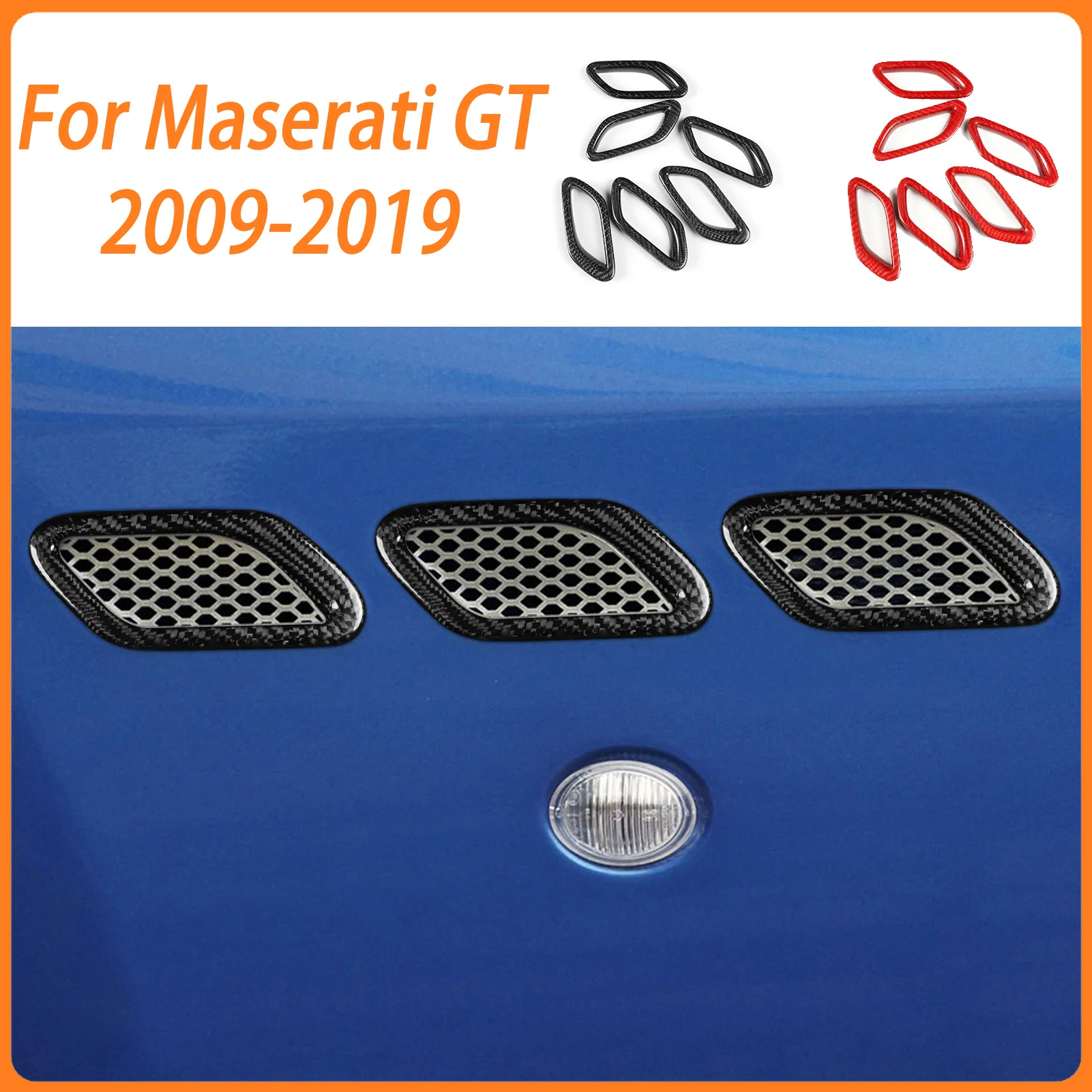 

6 шт., боковые стороны кузова автомобиля, крышка вентиляционного отверстия для Maserati GT Gran Turismo 2009-2019, внешний декор из настоящего углеродного волокна