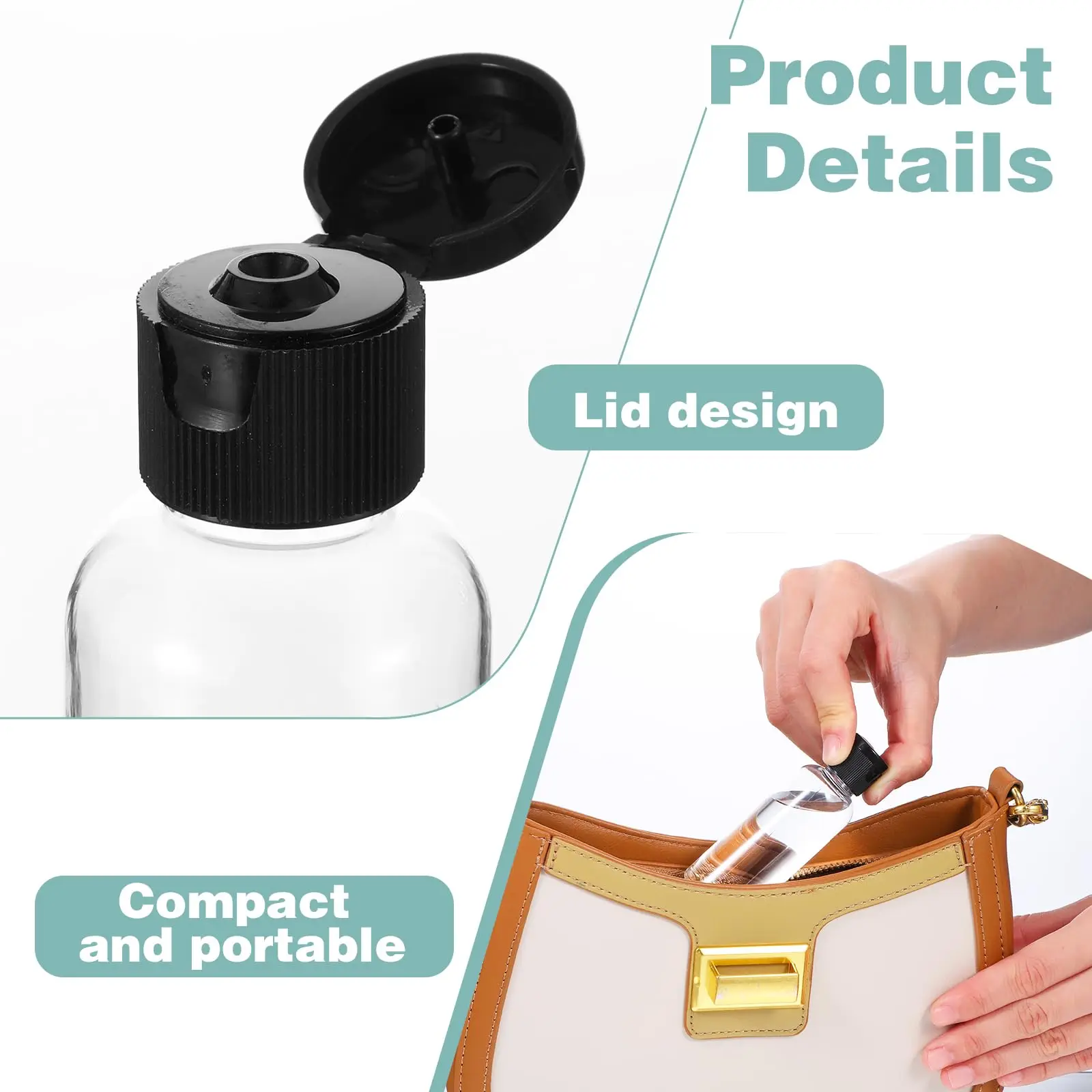 10 PCS Travel Bottles Empty 2oz , Plastic 60ML Cosmetic Container, TSA Amber Squeeze Bottle for Shampoo/ Conditioner/Shower Gel