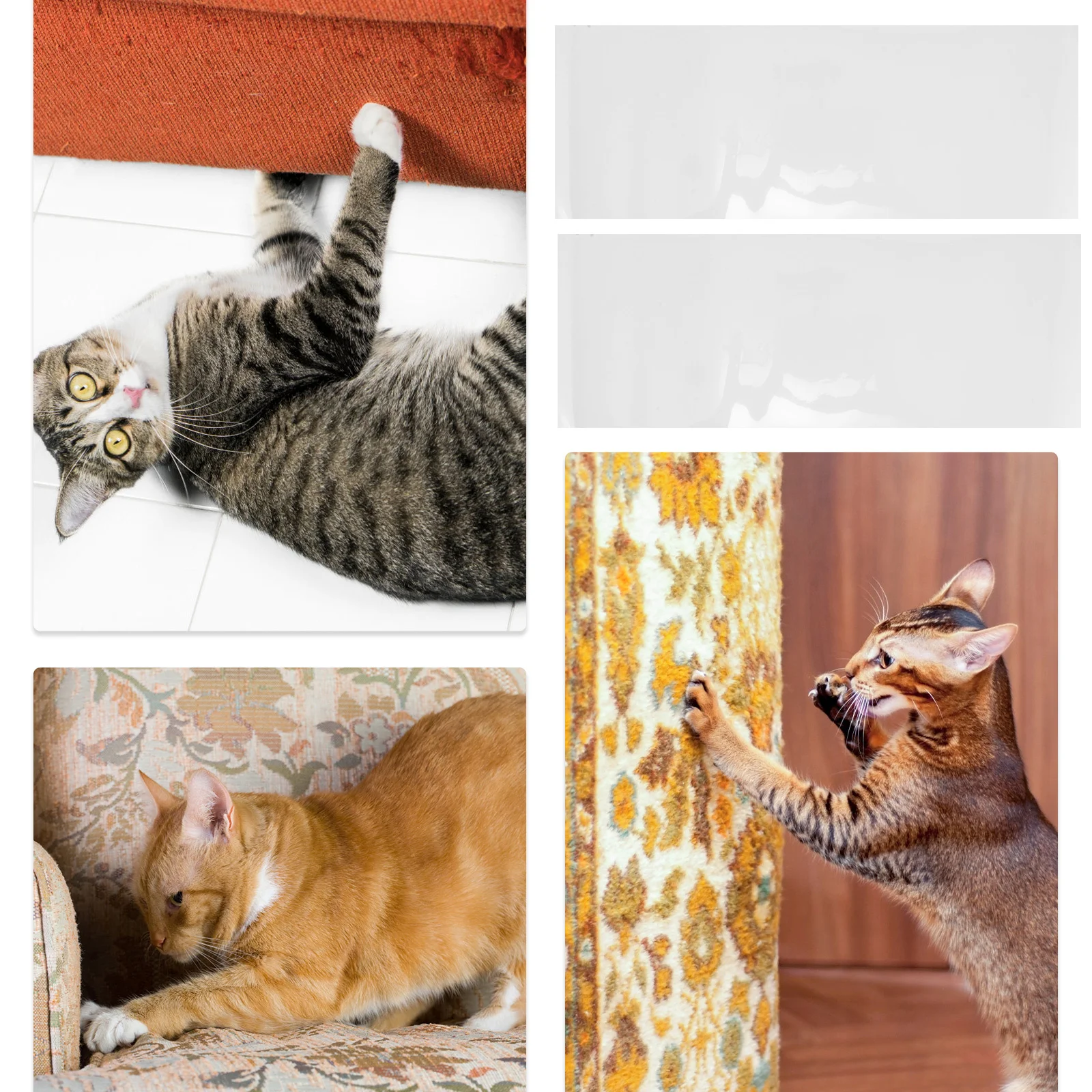 

4Pcs PVC Self Adhesive Cat Scratch Tape for Furniture Sofa Wall Corner Cuttable Scratch Protector Couch Sticker