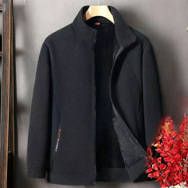 

Мужская толстовка с капюшоном на подкладке Fce Thiened, повседневная теплая куртка свободного кроя, зимняя верхняя одежда, длинный воротник-стойка из полиэстера