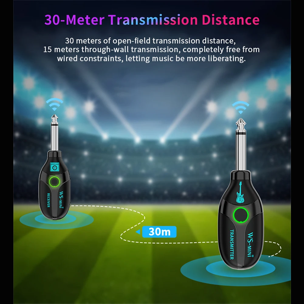 2.4GHZ 6.35mm Wireless Guitar System 48K/16bit Sound Quality Wireless Guitar Transmitter Receiver For Electric Guitar Bass