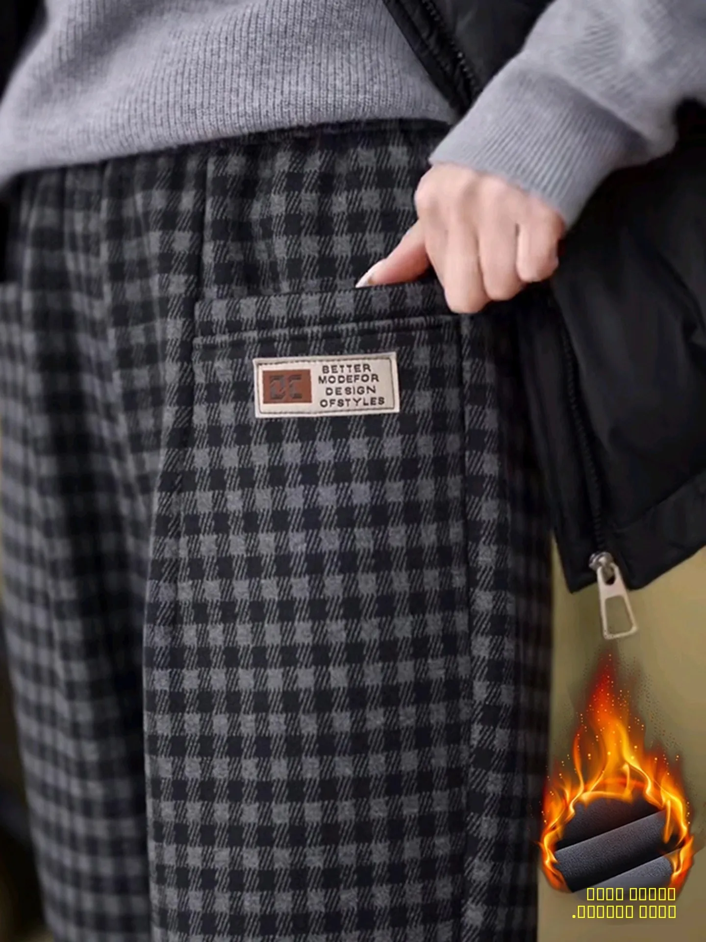 Pantalones Harrington a cuadros de cintura alta Thiened Fce para mujer, pantalones informales ajustados para otoño e invierno, pantalones para mujer