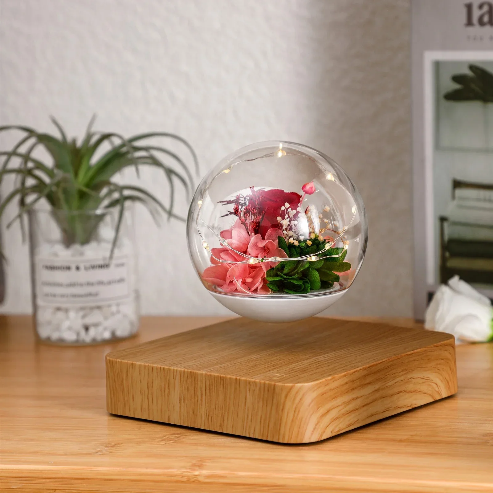 Floating a Transparent Flower Ball LED lights Levitating Lamp Create Romantic Gifts For Your Loved Ones on Valentine's Day