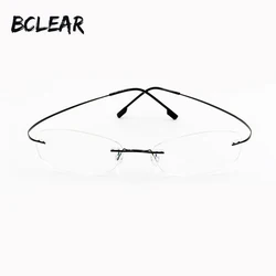 BCLEAR Fashion Latest Memory Titanium Alloy Eyeglass Optical Frames Hot Selling Cheap Rimless Eyeglasses Women Cat Eye Glasses