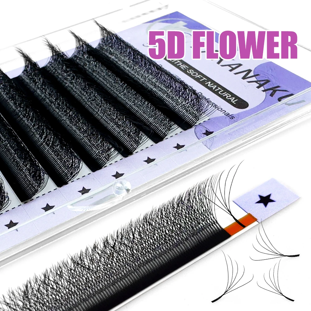 

LAKANAKU 5D W Shape Eyelashes Extension Premade Volume Fans Natural Soft C/D/DD W Style Flower Clover Lashes