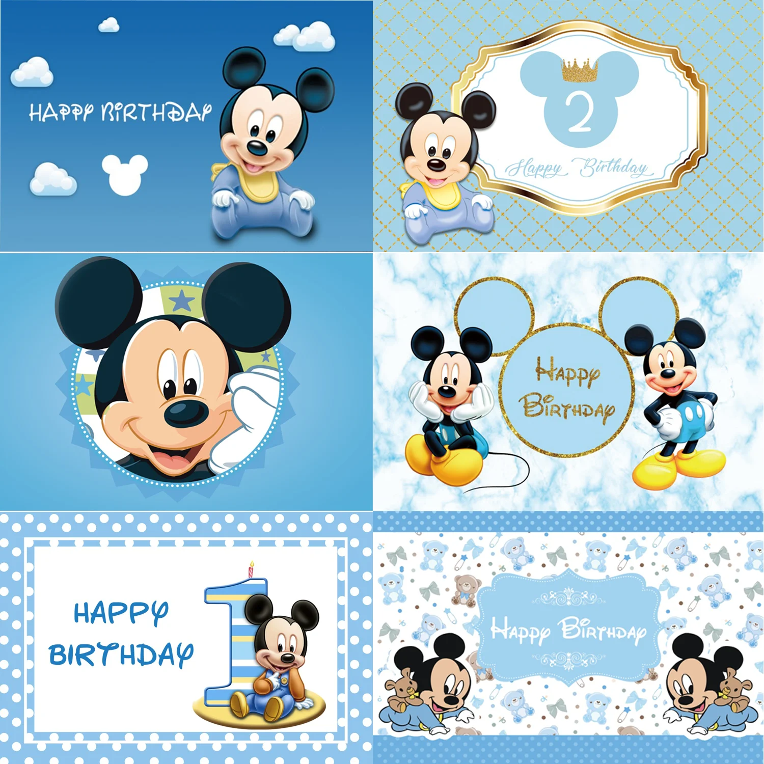 

Blue Customizable Minnie Mouse Photography Backgrounds Vinyl Cloth Photo Shootings Backdrops Kid Baby Shower Birthday Party