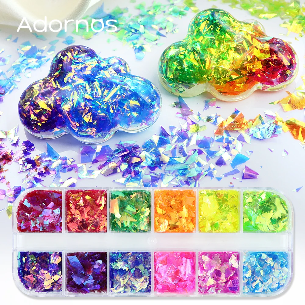 Aurora Iridescent Irregular Glitter Flakes Epoxy Resin Filling Chunky Sequins Large Fragment Resin Mold Filler DIY Crafts Making