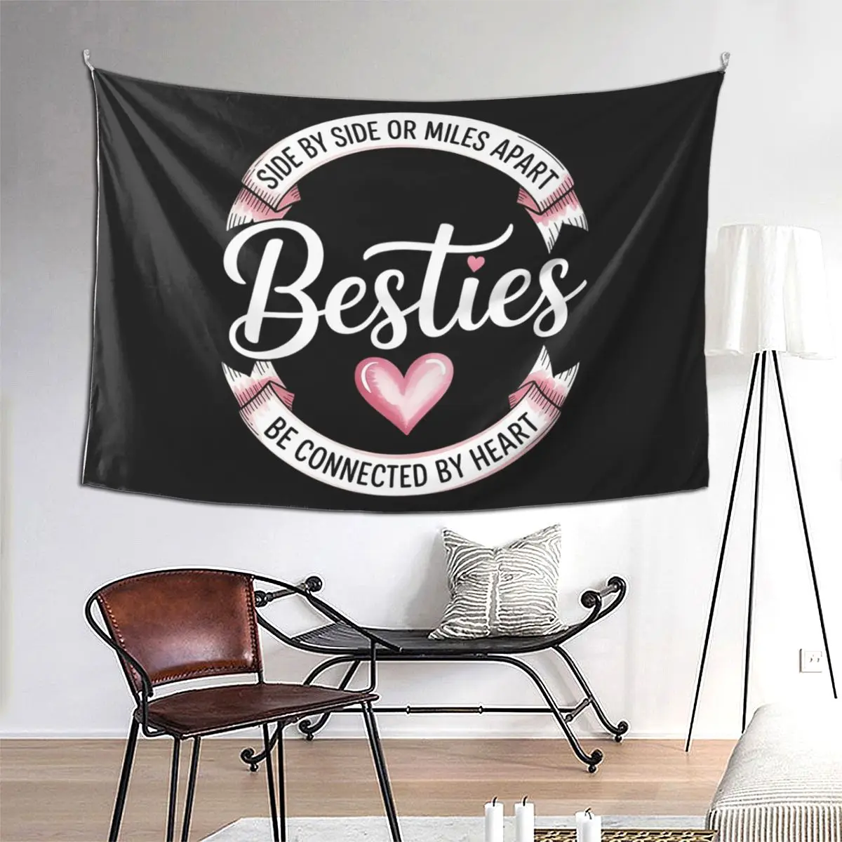 

Besties Will Always Be Connected By Heart BFF Лучшие друзья Гобелен Хиппи Настенный Эстетический Гобелен для украшения дома