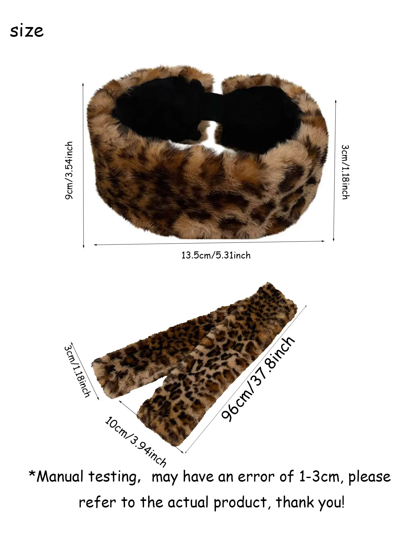 2PC/set leopard print anti cold hair scarf two-piece set, autumn and winter thick warm and anti cold ear protection scarf