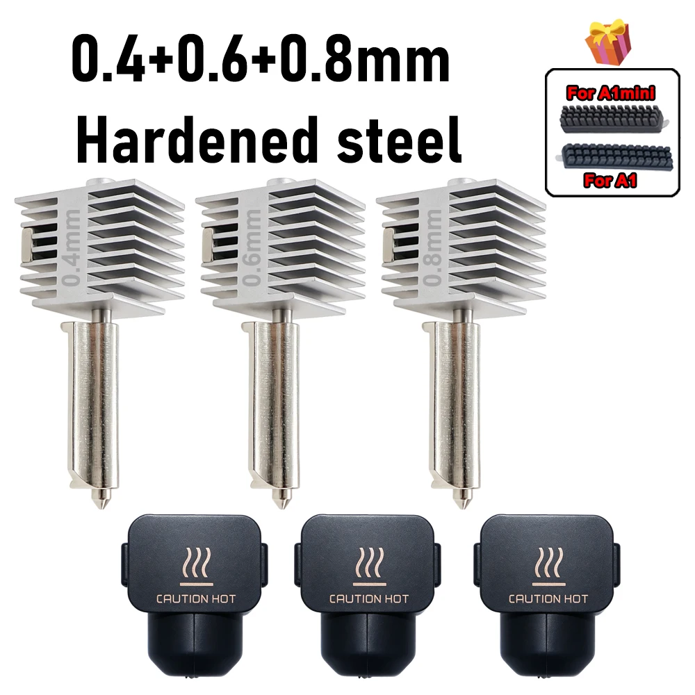 Verbeterde Hotend Kit voor Bamb Lab A2L/A1/A1 Mini Snelle Hot End Assemblage 0.2/0.4/0.6/0.8mm Gehard Staal Nozzle 3D Onderdeel