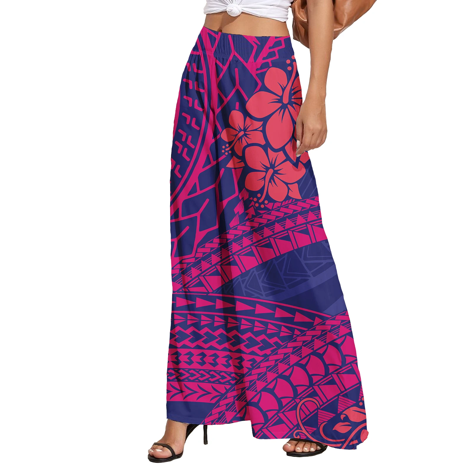 

Polynesian Elei Tribal Design Custom High Waist Wide Leg Pants Casual Straight Wide Leg Pants Puletasi Wide Leg Pants Women