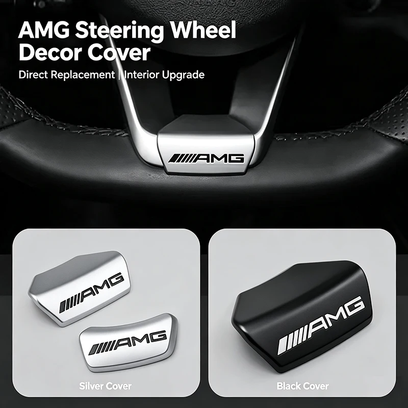 AMG Steering Wheel Decor Cover For Mercedes Benz AMG GLE GLS CLA CLE GLC CLS GLA W223 W213 W206 Modification Badge Accessories