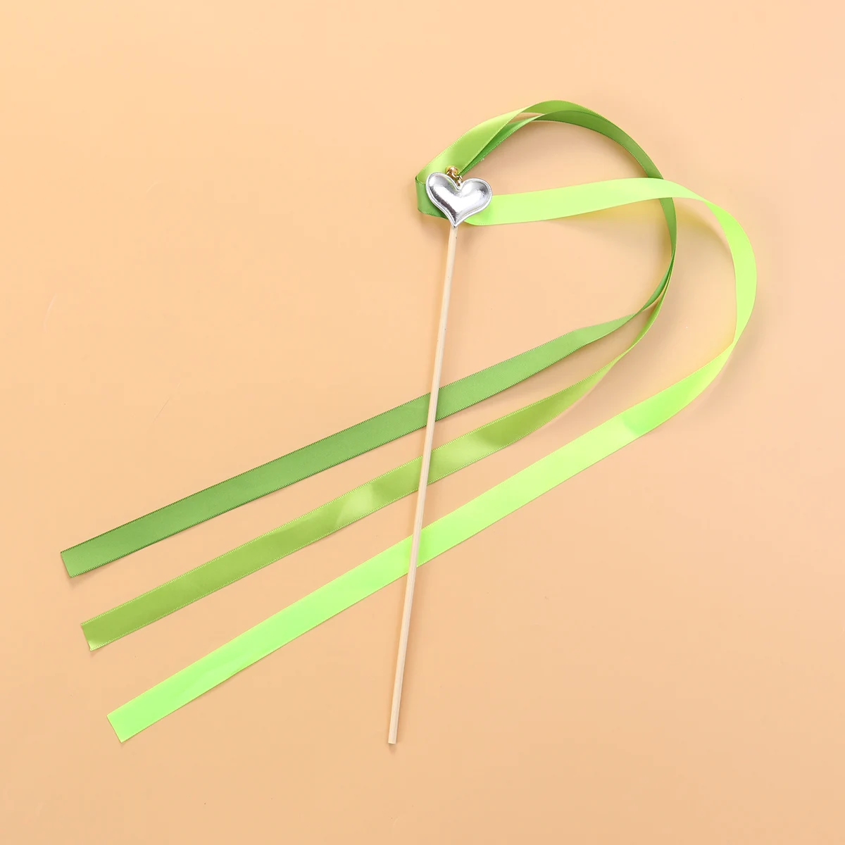 

2pcs Loving Heart Colorful Ribbon Sticks Fairy Sticks Ribbon Streamers Wands Wedding Party Stick Party Favors (Green, Loving Hea