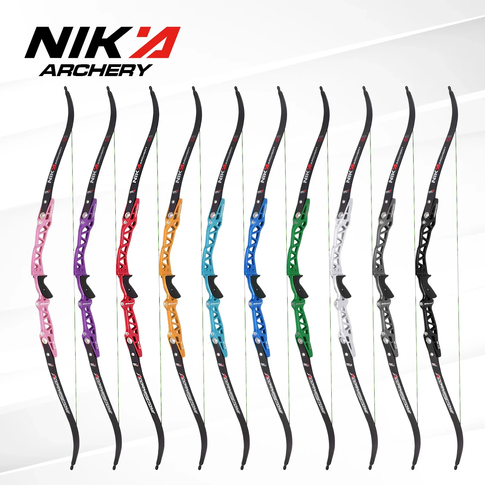 1 SET NIKA Archery Bow Shooting Equipment Recurve Bow 25inch ET-12（RH) Riser And C1 68@25 Limbs Recurve Bow