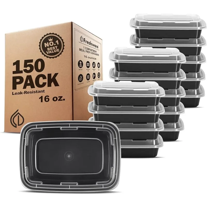 

Meal Prep Containers 1 Compartment Food Storage Containers with Lids, Bento Box, BPA Free, Stackable, (16 oz), 150 count (Pack o