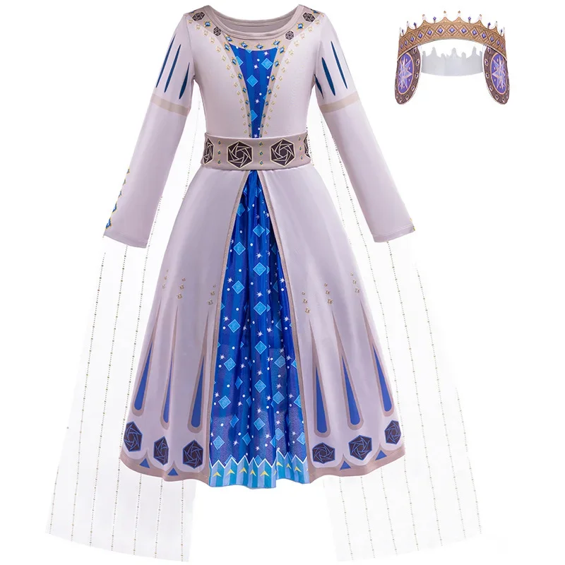 Asha Princess Cosplay Costume para meninas, Halloween, Carnaval, Rei, Rainha, Kids Easter Birthday Party, Dress Up, Chindren, Fantasia