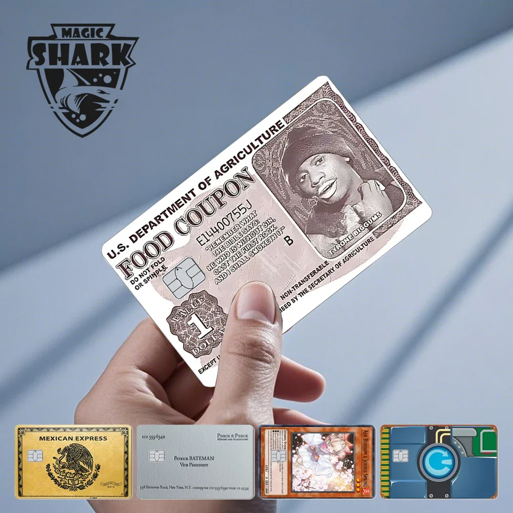 Magic Shark Mexican Express Food Coupon Trump Skull Skin Cover Sticker Film für kleine große No Chip Debit Kreditkarte