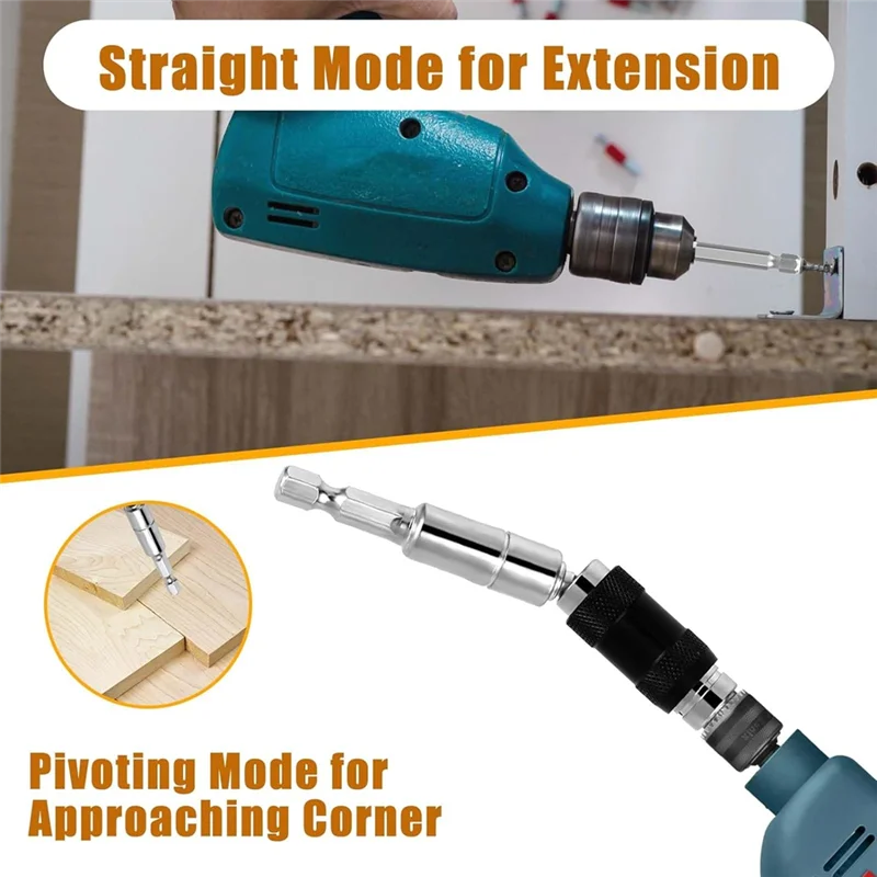 N08R 6Pcs Drill Bit Extension Magnetic Swiveling Bit Tip Holder Bar Set 1/4Inch Magnetic Rotary Drill Holder,For Tight Spaces