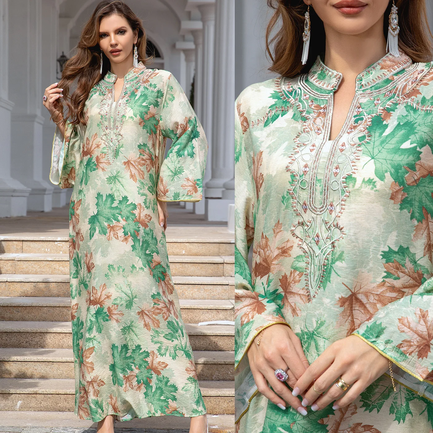 Oriente médio dubai vestido de noite abaya muçulmano roupas femininas bordado moda longo robe atacado
