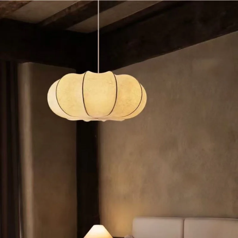 

Nordic Bar E27 Led Pendant Lights Dining Room Silk Hanging Lamp Foyer Ceiling Chandelier Wabi Sabi Led Lamparas Luminarias