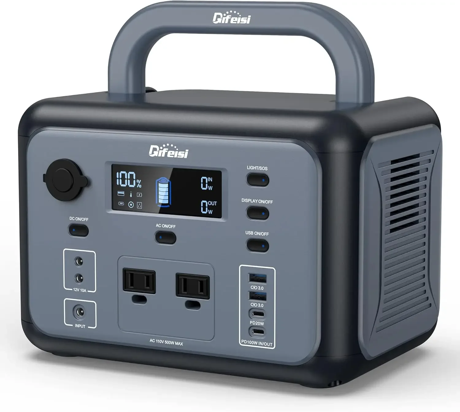 

P500 Portable Power Station, 518Wh LiFePO4 Battery with 110V/500W Pure Sine Wave AC Outlets, PD 100W Output/Input, Solar