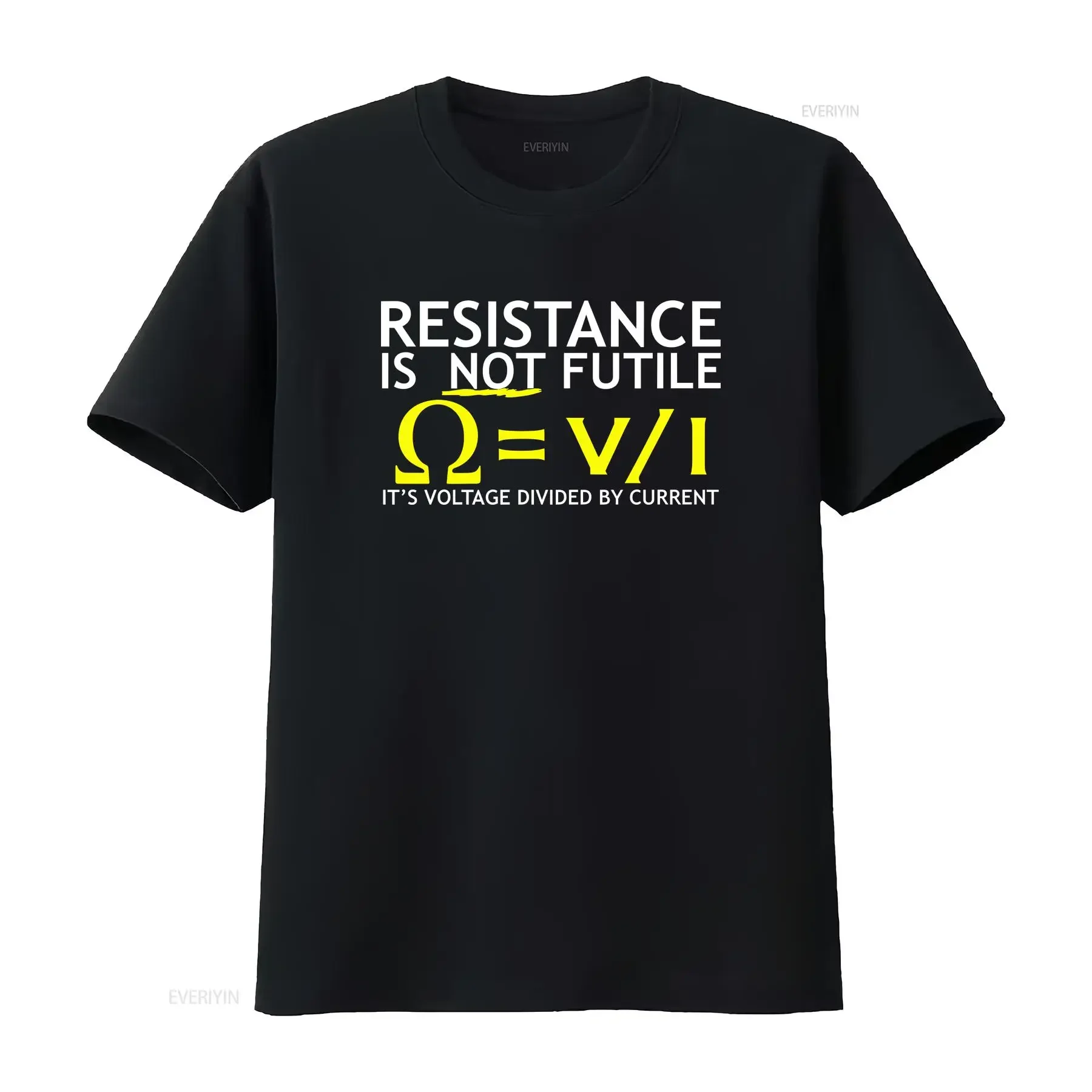 Voltage Divided by Current Mens T Shirt Funny electrician joke science vintage Washed homme Stretched streetwear graphic Soft