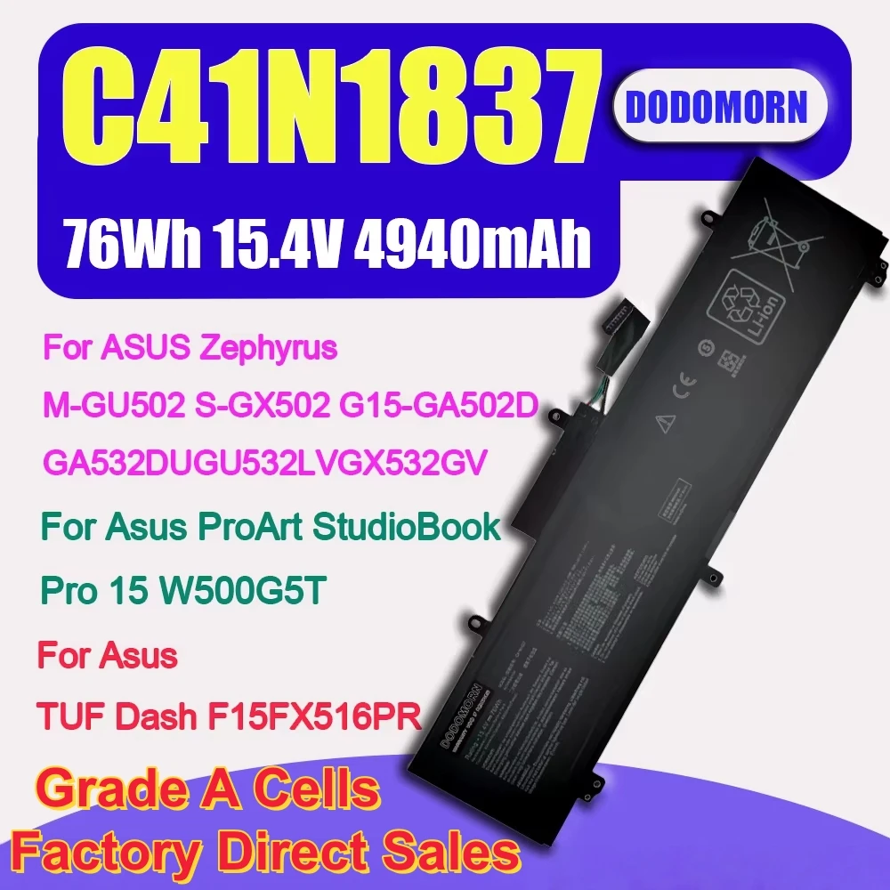 

New C41N1837 Battery For ASUS GU502GU GU502GV GU532GU GX502GV GX502GW 15.4V 76Wh High Quality