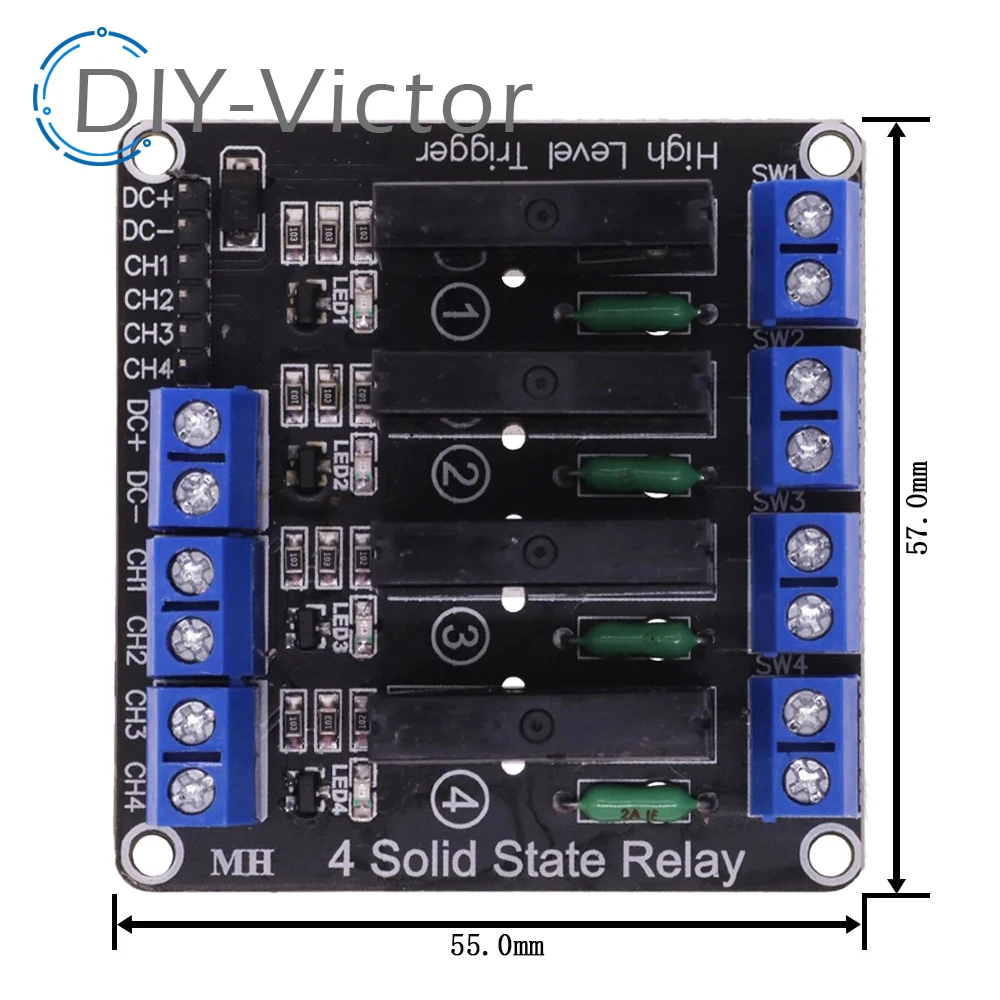 5V 1 2 4 6-kanałowy SSR AVR G3MB-202P 8-drożny moduł przekaźnika półprzewodnikowego wysokiego poziomu 240V 2A z bezpiecznikiem rezystancyjnym dla