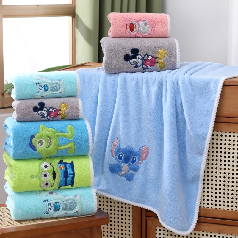 Disney Lilo Stitch Washcloth Bath Towel Anime Cute Hands Beach Hair Facecloth Kids Suction Extra Thick Quick Drying Textile Gift