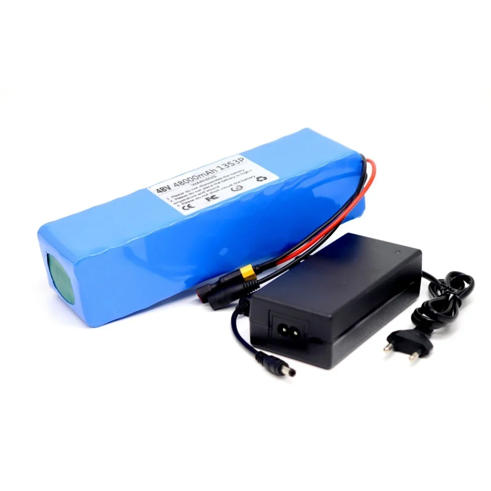 대용량 13S3P 48V 12Ah 14000mAh 리튬 이온 배터리 팩 54.6V 충전기 XT60 포트 포함 전기 자전거 및 전동 공구용