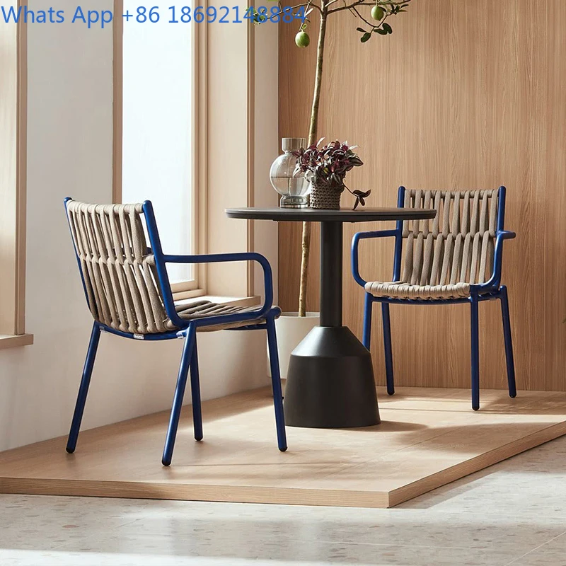 

Nordic Outdoor Table and Chair Set for Courtyard, Balcony, Open Garden, Rattan Woven Leisure Coffee Shop Hotel Rattan Chair