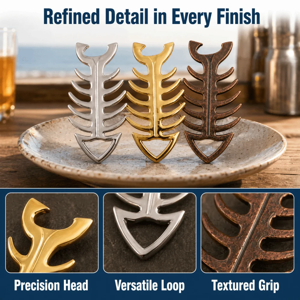 Durable Mini Fishbone Bottle Opener Zinc Alloy Bronze Drink Bottle Opener Antique Style Creative Beer Bottle Cap Remover Gift