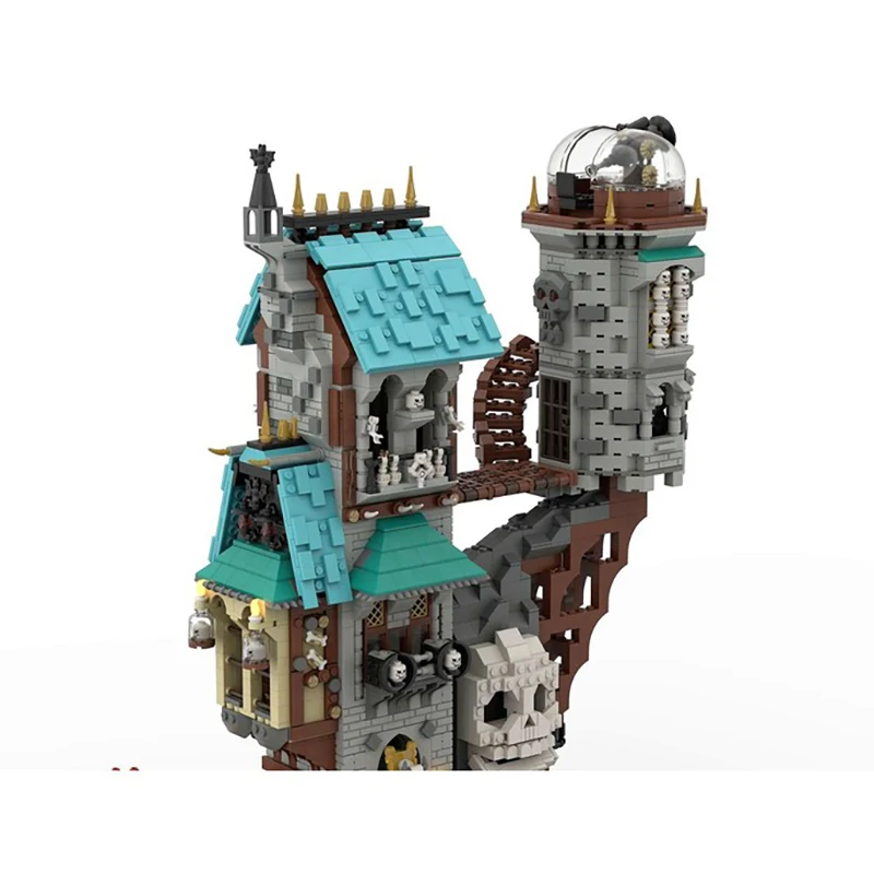 중세 성 모델 Moc 빌딩 벽돌 해골 경비대 건물 기술 모듈 형 블록 크리스마스 DIY 장난감 휴일 선물